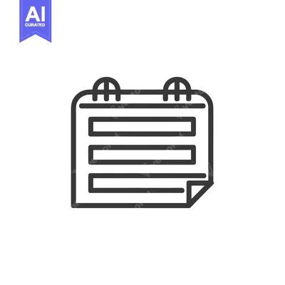 Aset desain premium: Line Drawing of a Page with Three Lines and a Bent Corner