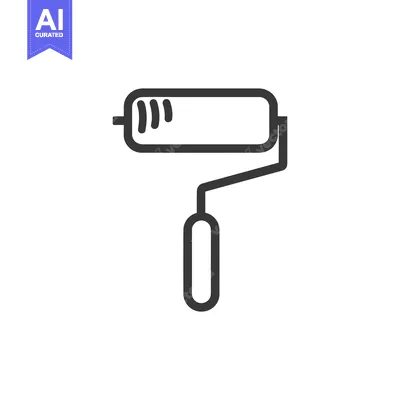 Aset premium populer: Line Drawing of a Paint Roller
