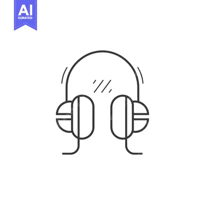 Aset premium populer: Line drawing of a pair of headphones