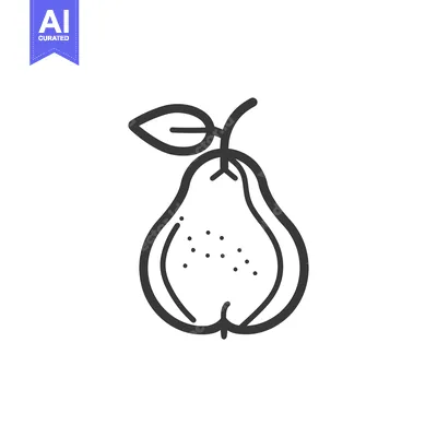 Aset premium populer: Line drawing of a pear with a leaf