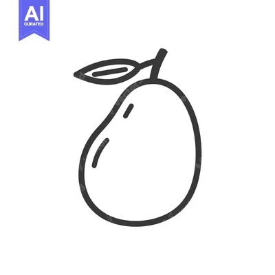 Premium design asset: Line Drawing of a Pear with a Leaf