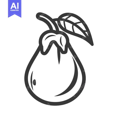 Aset premium populer: Line Drawing of a Pear with a Leaf