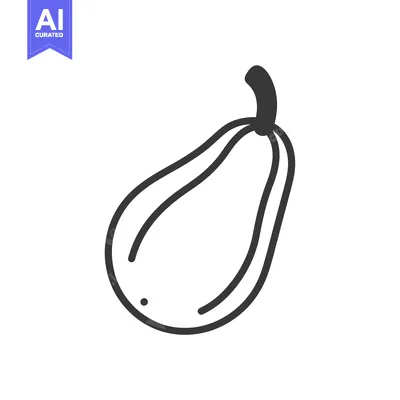 Aset premium populer: Line drawing of a pear with a stem