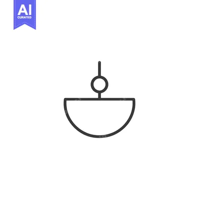 Aset premium populer: Line drawing of a pendant light with a circular bulb
