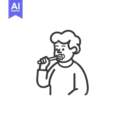 Popular premium asset: Line Drawing of a Person Brushing Their Teeth