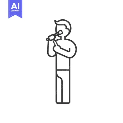 Aset premium populer: Line drawing of a person brushing their teeth