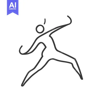 Aset desain premium: Line Drawing of a Person Dancing with Arms Outstretched