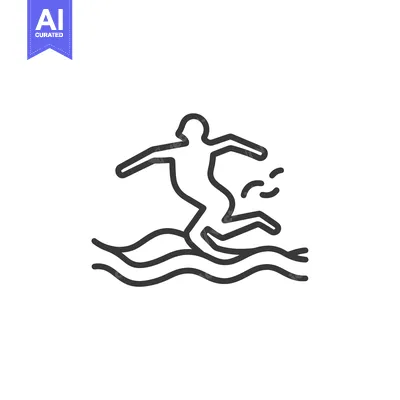 Premium design asset: Line drawing of a person drowning in water