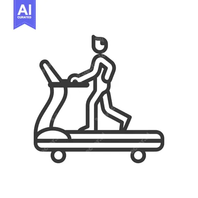 Line Drawing of a Person Exercising on a Treadmill