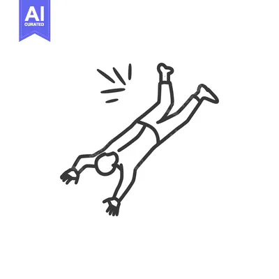 Aset desain premium: Line Drawing of a Person Falling Headfirst