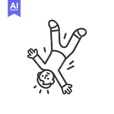 Aset desain premium: Line drawing of a person falling head over heels