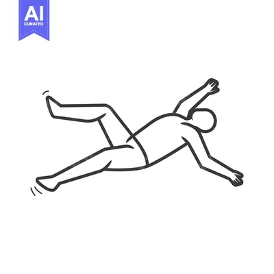 Line Drawing of a Person Falling or Drowning