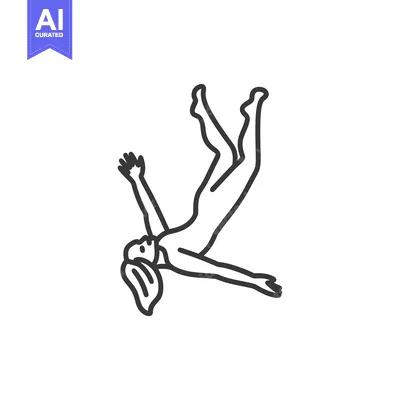 Aset premium populer: Line drawing of a person falling with outstretched arms