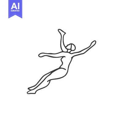 Aset desain premium: Line Drawing of a Person Floating in the Air