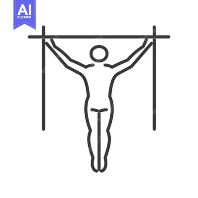 Aset desain premium: Line drawing of a person hanging from a pull-up bar