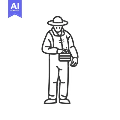 Premium design asset: Line Drawing of a Person Holding a Box