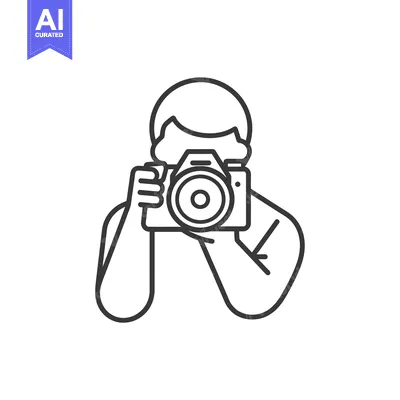 Premium design asset: Line Drawing of a Person Holding a Camera