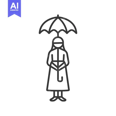 Aset premium populer: Line Drawing of a Person Holding an Umbrella