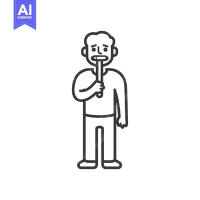 Aset premium populer: Line Drawing of a Person Holding a Stick in Their Mouth
