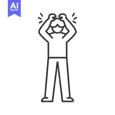 Popular premium asset: Line drawing of a person holding their head in their hands