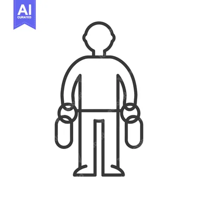 Aset desain premium: Line Drawing of a Person Holding Two Containers