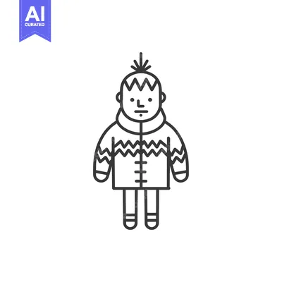 Aset premium populer: Line Drawing of a Person in a Knitted Jacket