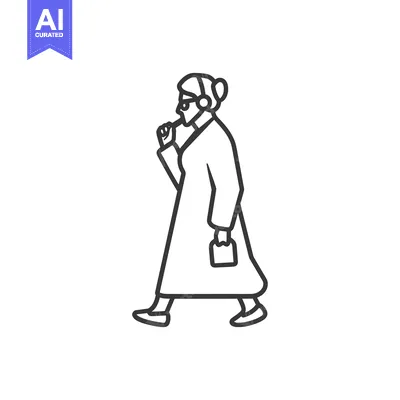 Popular premium asset: Line Drawing of a Person in a Long Coat Walking
