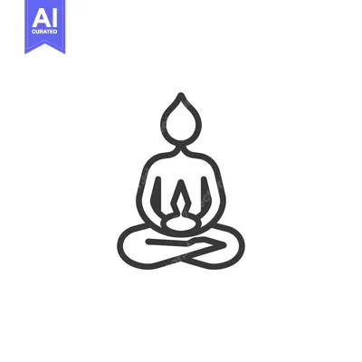 Line Drawing of a Person in a Lotus Position with a Teardrop Above The