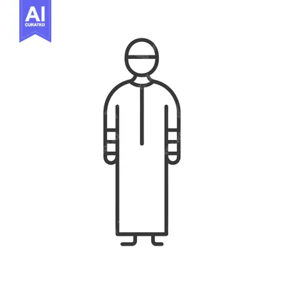 Popular premium asset: Line drawing of a person in a traditional Islamic robe