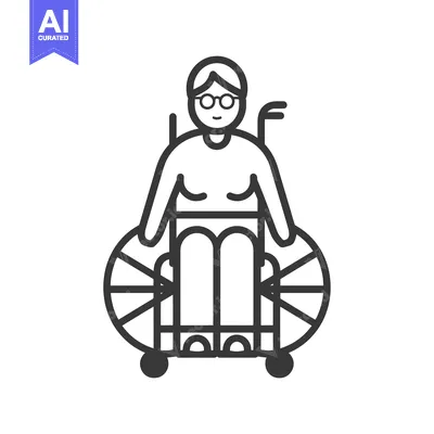 Aset premium populer: Line drawing of a person in a wheelchair