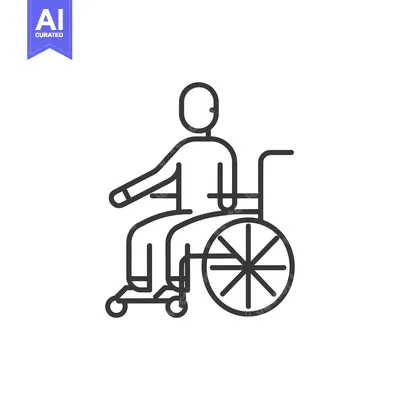 Aset premium populer: Line drawing of a person in a wheelchair