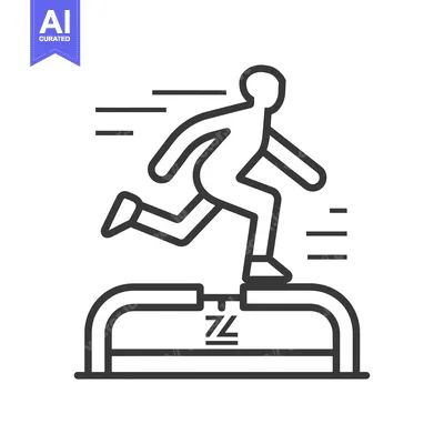 Popular premium asset: Line drawing of a person jumping over a hurdle