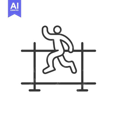 Aset desain premium: Line drawing of a person jumping over a hurdle