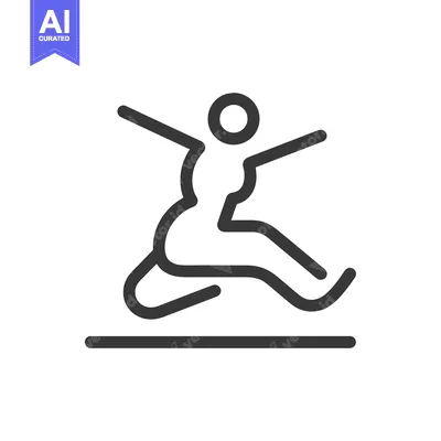 Aset premium populer: Line drawing of a person jumping over a line