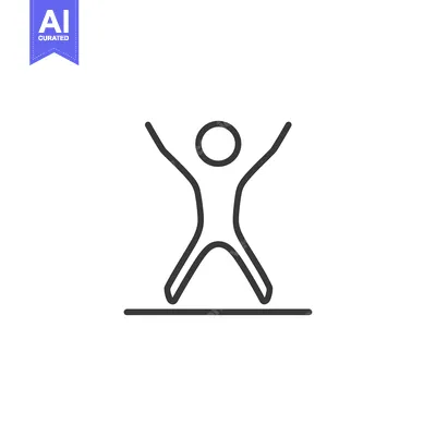 Premium design asset: Line drawing of a person jumping with their arms raised