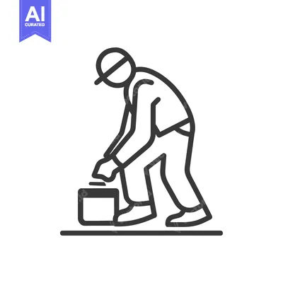 Aset premium populer: Line Drawing of a Person Lifting a Box