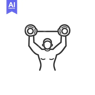 Aset desain premium: Line Drawing of a Person Lifting Weights
