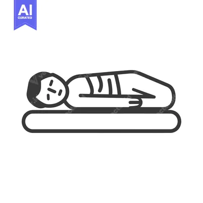 Aset desain premium: Line drawing of a person lying on a stretcher