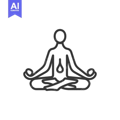 Aset desain premium: Line drawing of a person meditating in lotus pose