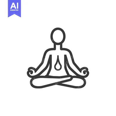 Line drawing of a person meditating with a drop of water in their ches