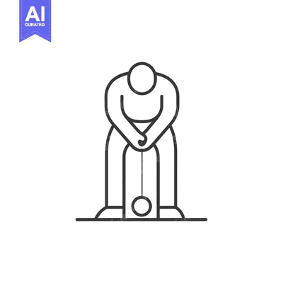 Aset premium populer: Line drawing of a person performing a golf swing