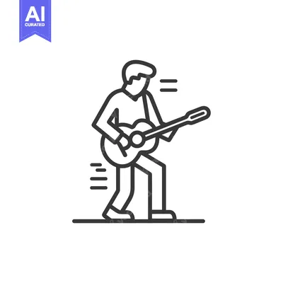 Popular premium asset: Line Drawing of a Person Playing a Guitar