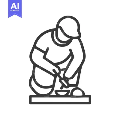 Popular premium asset: Line drawing of a person preparing food