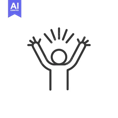 Aset desain premium: Line Drawing of a Person Raising Their Arms in Celebration