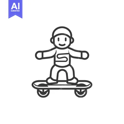 Popular premium asset: Line drawing of a person riding a hoverboard