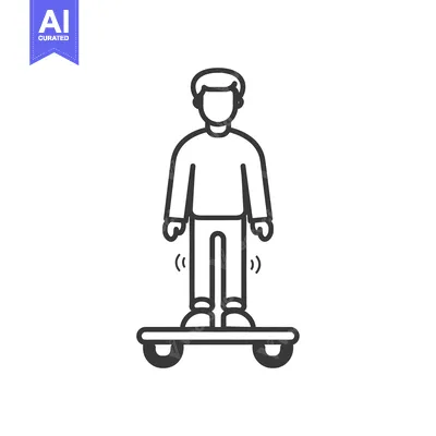 Aset premium populer: Line Drawing of a Person Riding a Hoverboard