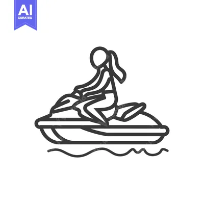 Aset premium populer: Line Drawing of a Person Riding a Jet Ski