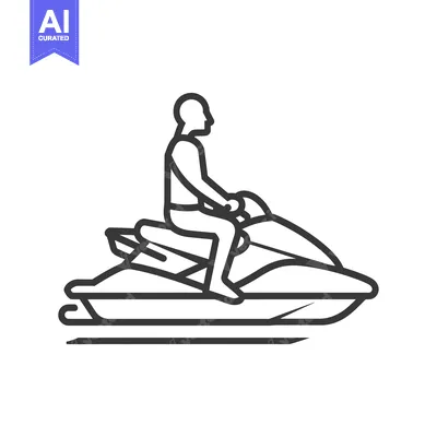 Premium design asset: Line Drawing of a Person Riding a Jet Ski