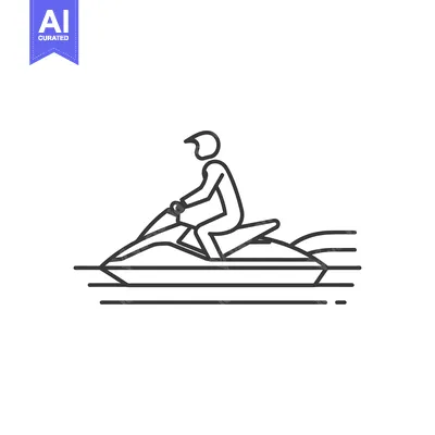 Popular premium asset: Line drawing of a person riding a jet ski