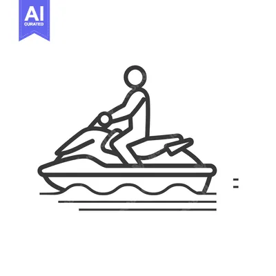 Popular premium asset: Line drawing of a person riding a jet ski on water